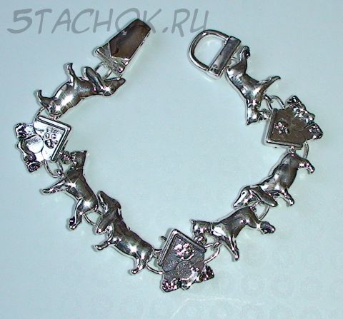 Браслет "Собачки" под серебро
