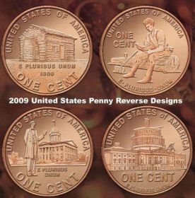 Набор монет 1 Cent Commemorated The 200th Anniversary Of Lincoln's Birthday 4 штуки