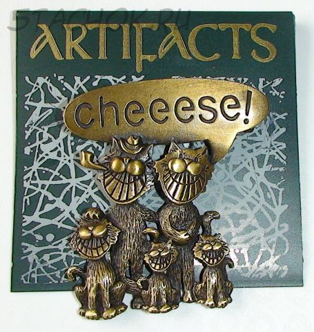 Брошь "Коты : Чиииз!" под бронзу