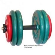 Гантель разборная. Диски обрезиненные,цветные 52кг MB Barbell