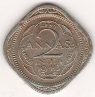 2 анны 1946 г. Британская Индия