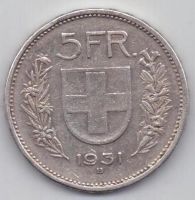 5 франков 1931 г. Швейцария
