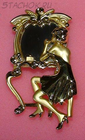 Брошь "Дама у зеркала-2" под золото