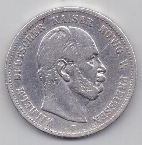5 марок 1876 г.  Пруссия. Германия