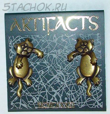 Серьги-гвоздики "Котики" большие под бронзу