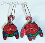 Серьги-кольца "Кот персидский"