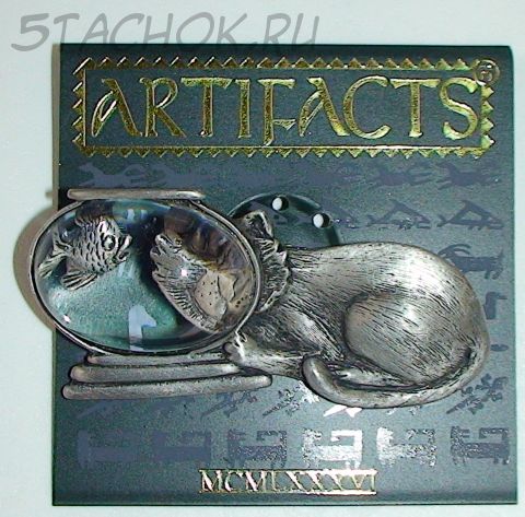 Брошь "Кот и аквариум-2" под олово