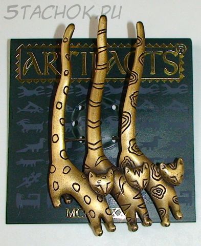 Брошь "Коты ориенталы" под бронзу