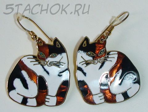 Серьги "Кошечка-черепашка"