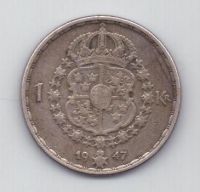 1 крона 1947 г. Швеция