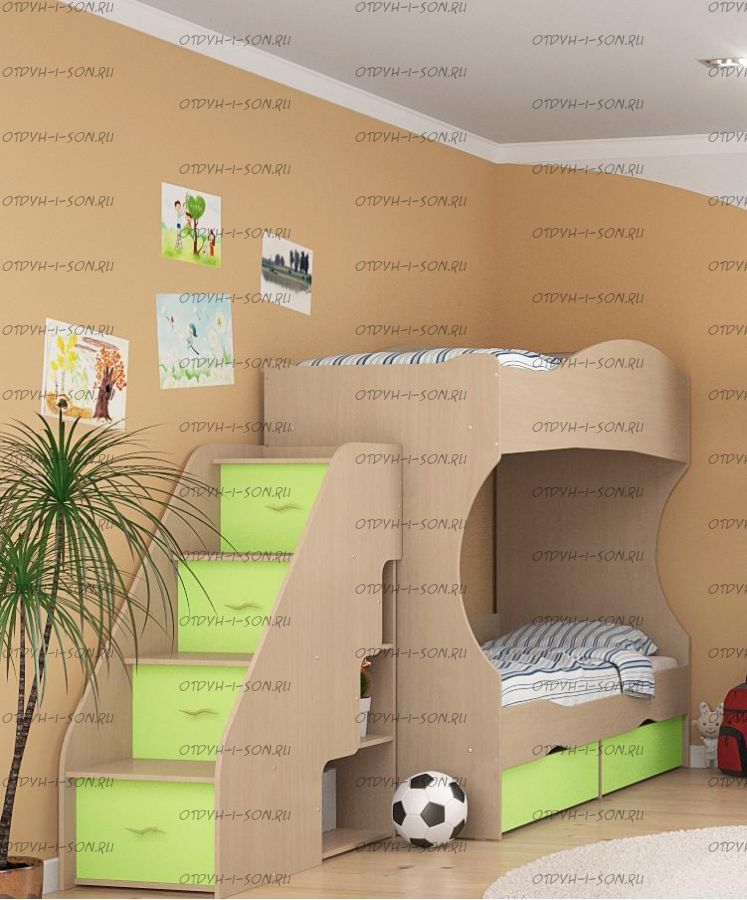 Кровать двухъярусная Дельта №20 с лестницей-тумбой