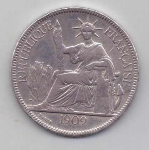 1 пиастр 1909 г. Французский Индокитай