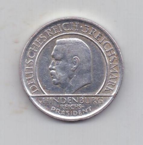 3 марки 1929 г. Германия редкий монетный двор