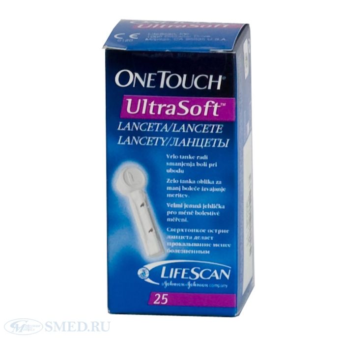 ЛАНЦЕТЫ ONE TOUCH ULTRA SOFT СТЕРИЛЬН. №25