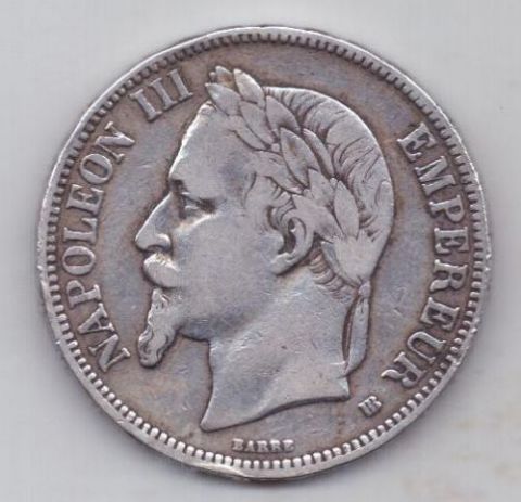 5 франков 1869 г. Франция