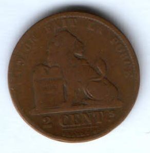 2 сантима 1870 г. Бельгия