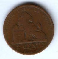 2 сантима 1870 г. Бельгия