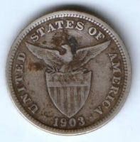 20 центов 1903 г. США Филиппины редкий год