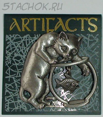 Брошь "Котик и аквариум" под олово