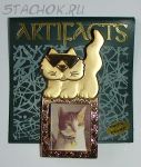 Брошь "Котик-рамочка" под золото