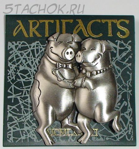 Брошь "Хрюшки в танце" под олово