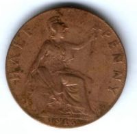 1/2 пенни 1916 г. Великобритания