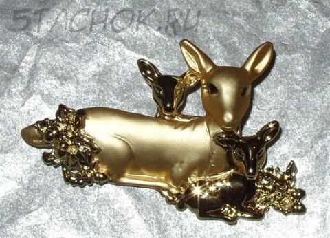 Брошь "Олениха с оленятами" (Danecraft США)