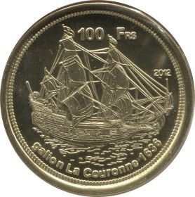 Монета Бассас-да-Индия Французские Южные Территории 100 франков