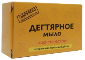 ДЕГТЯРНОЕ  МЫЛО  КОСМЕТИЧЕСКОЕ  КУСКОВОЕ  С  НАТУРАЛЬНЫМ  БЕРЕЗОВЫМ  ДЕГТЕМ,  75 Г.