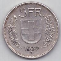 5 франков 1937 г. Швейцария