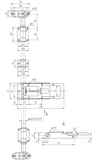 Замок штанговый для ворот под трубу D=27 мм (Арт: 01015S)