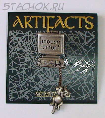 Брошь "Котик и компьютер" под олово