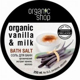 ORGANIC  SHOP. СОЛЬ  ДЛЯ  ВАНН  "ВАНИЛЬНОЕ  МОЛОКО", 250 МЛ.