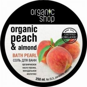 ORGANIC  SHOP. СОЛЬ  ДЛЯ  ВАНН  "МИНДАЛЬНЫЙ  ПЕРСИК", 250 МЛ.