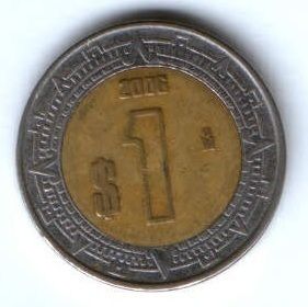 1 песо 2006 г. Мексика