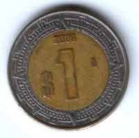 1 песо 2006 г. Мексика