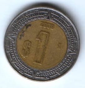 1 песо 2008 г. Мексика