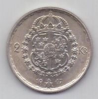 2 кроны 1947 г. Швеция
