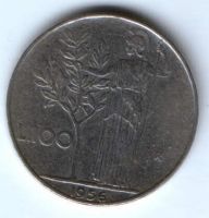 100 лир 1956 г. Италия