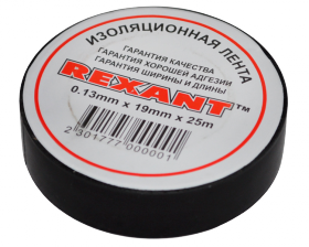 Изолента 19мм х 25м черная REXANT