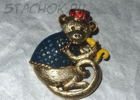 Брошь "Обезьянка с бананом" (Danecraft США)
