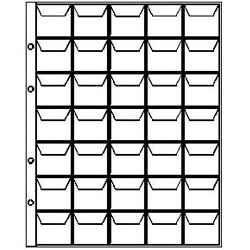 Лист для 35 монет (с клапанами) размер ячейки 35х35 мм