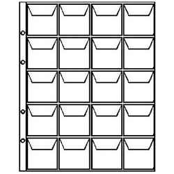 Лист для 20 монет (с клапанами) размер ячейки 44х44 мм