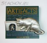 Брошь "Кошка и мышка в норке" под олово