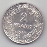 2 франка 1912 г. Бельгия