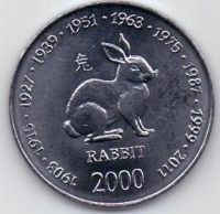 10 шиллингов 2000 г. заяц Сомали