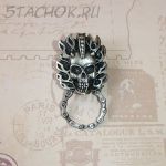 Брошь-держатель для солнцезащитных очков "Череп" под олово