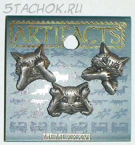 Трио брошек "Кошки: Ничего не слышу, не вижу и не говорю" цвет олова