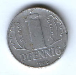 1 пфенниг 1968 г. Германия