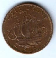 1/2 пенни 1965 г. Великобритания